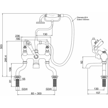 Burlington Kensington Angled Bath Shower Mixer Deck Mounted